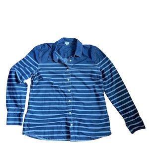 Crown & Ivy | Striped Cotton Denim Shirt size Large